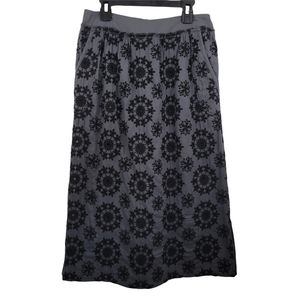 Wrap London Black And Gray Pattern Midi Skirt Size 2